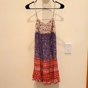 Xhilaration floral red white and blue dress medium